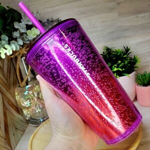 Starbucks Ombre Pink Purple Bubbles Shine Bubbleseed Grande Tumbler *